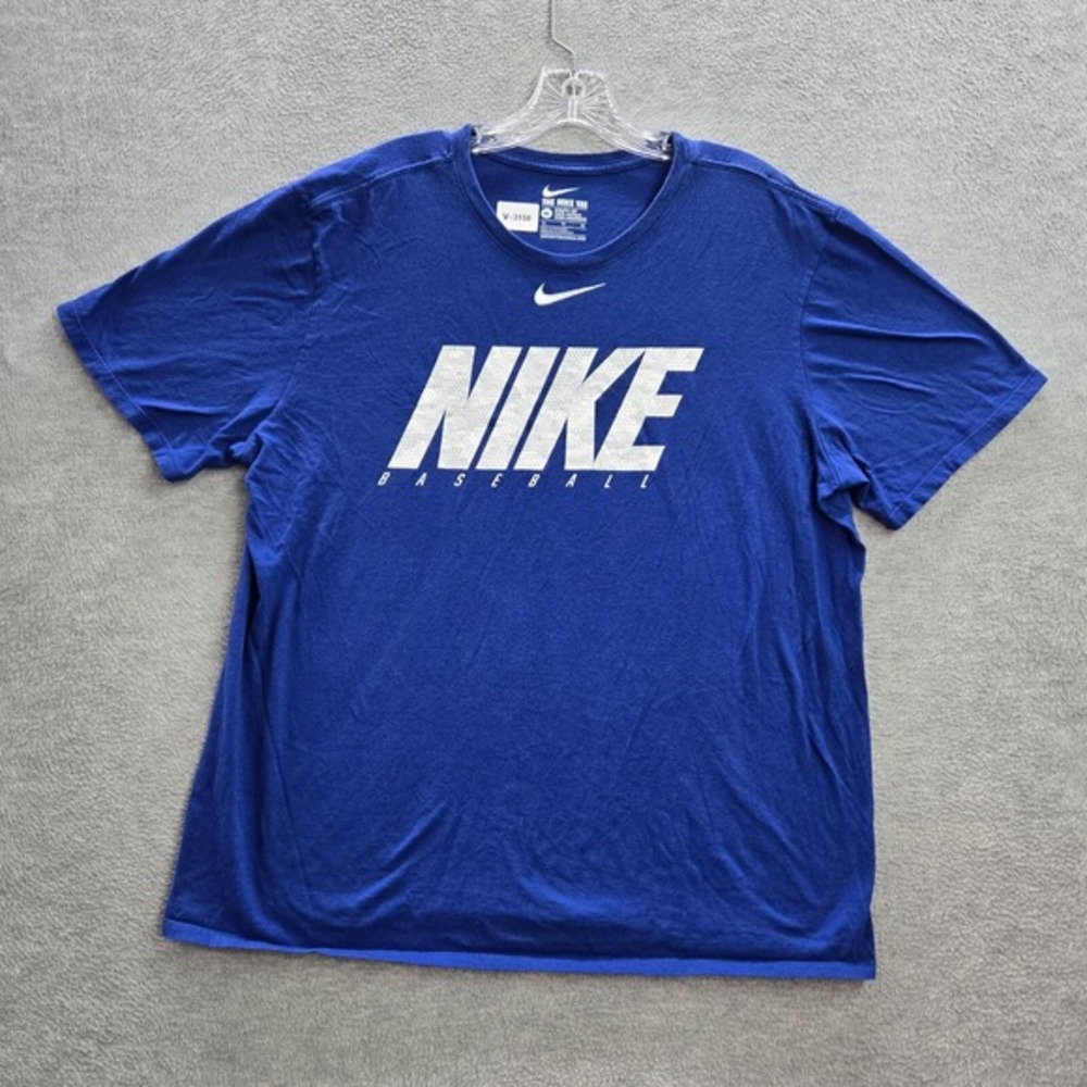 Nike Men Shirt XL Blue Athletic Cut Tee Basketball Logo Graphic Swoosh